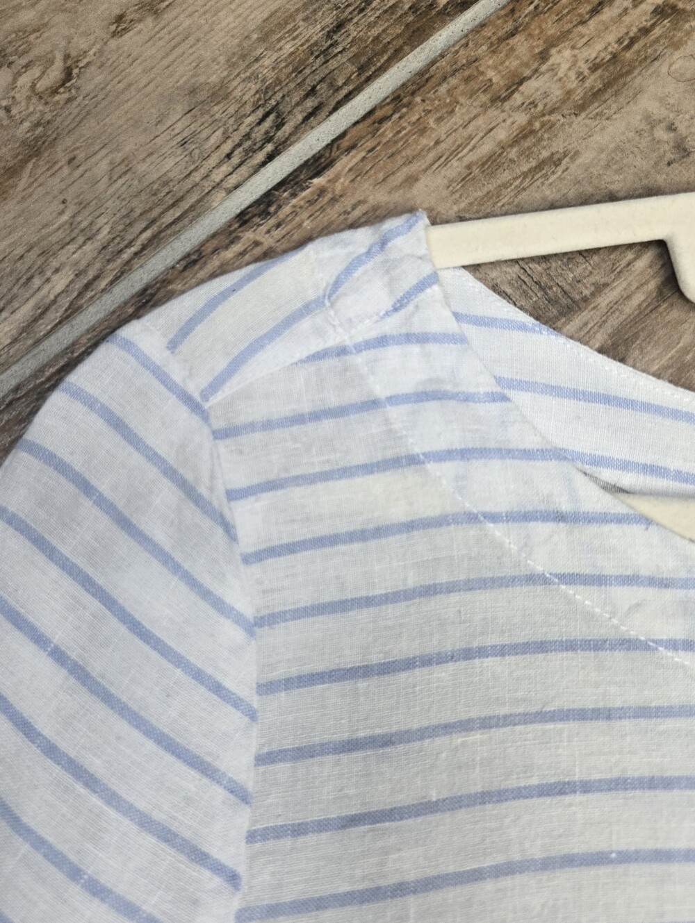 Martha Stewart Collection 100% Linen Top Boxy Crop Blouse White Stripes size XL - Picture 5 of 14